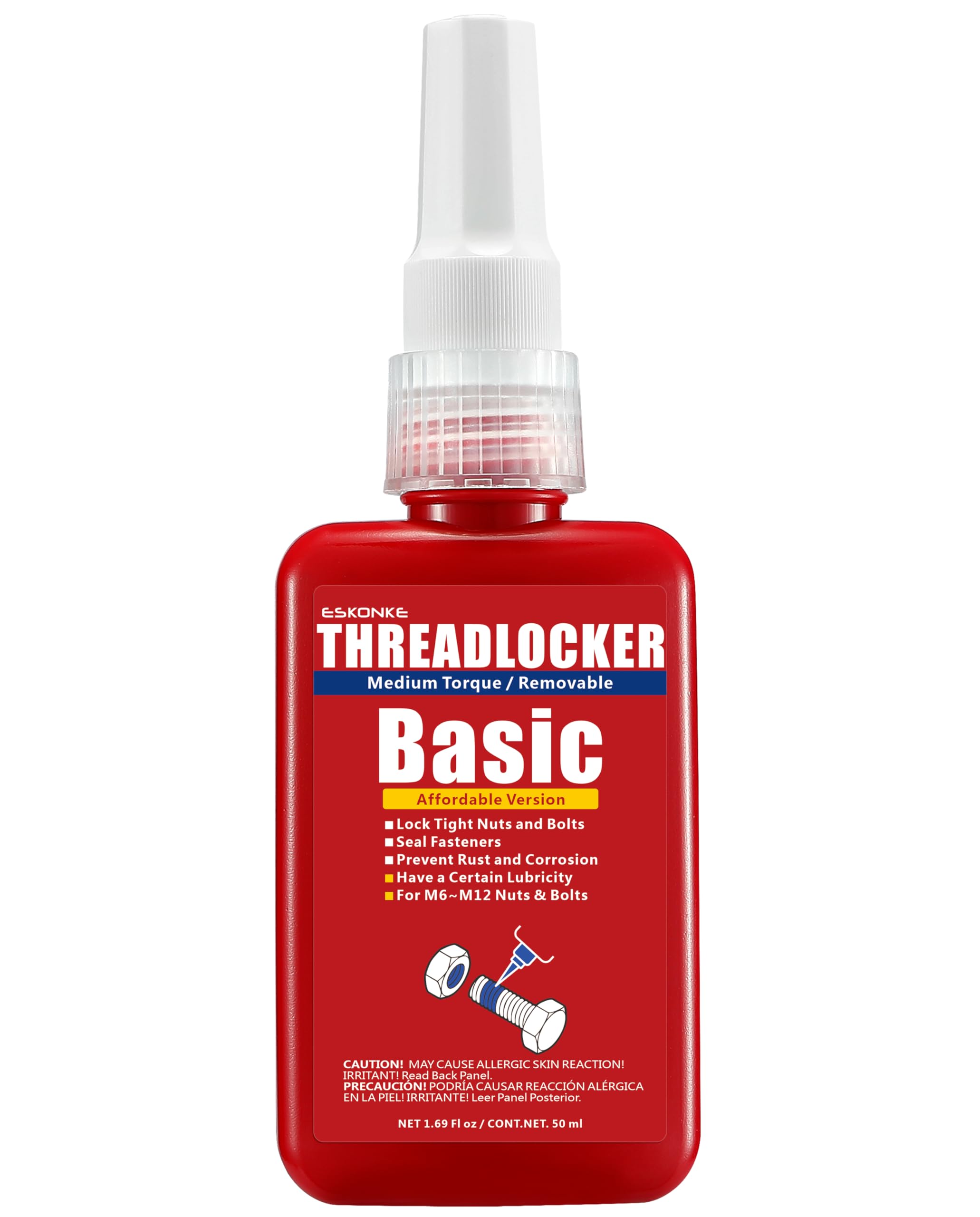 ESKONKE Blue Thread Locker Basic Nuts & Bolts Locker Medium Strength Removable 1.69 Fl oz Threadlocker Lock Tight & Seal Fasteners Anaerobic Curing Metal Glue (Basic)
