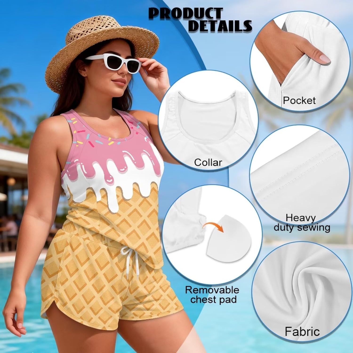 Tankini Swimsuits for Women Tummy Control Bathing Suit with Shorts Womens Two Piece Bathing Suits with Built in Bra
