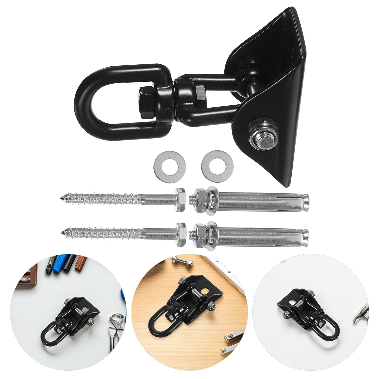 2 Sets Drehbarer Edelstahl Haken Aufhängeset für Hängematte und Schaukel mit Hoher Tragfähigkeit bis 450kg Geeignet für Innenbereich und Veranda