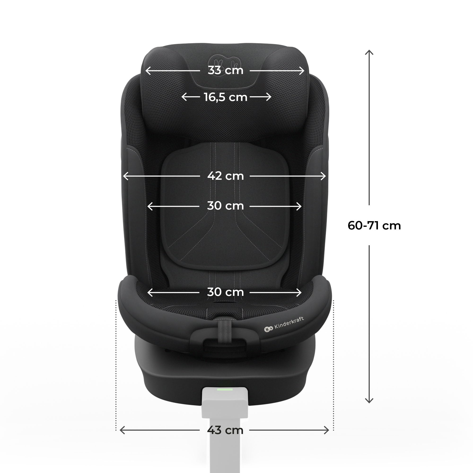 Kinderkraft I-360 2 PRO Silla de coche, I-SIZE 40-150 cm, Isofix, Silla coche bebé, para niños, Ajustable, Sillade, RWF, FWF, Asiento de coche, 360º, Grupo 0+/1/2/3, 0-36 kg, Negro