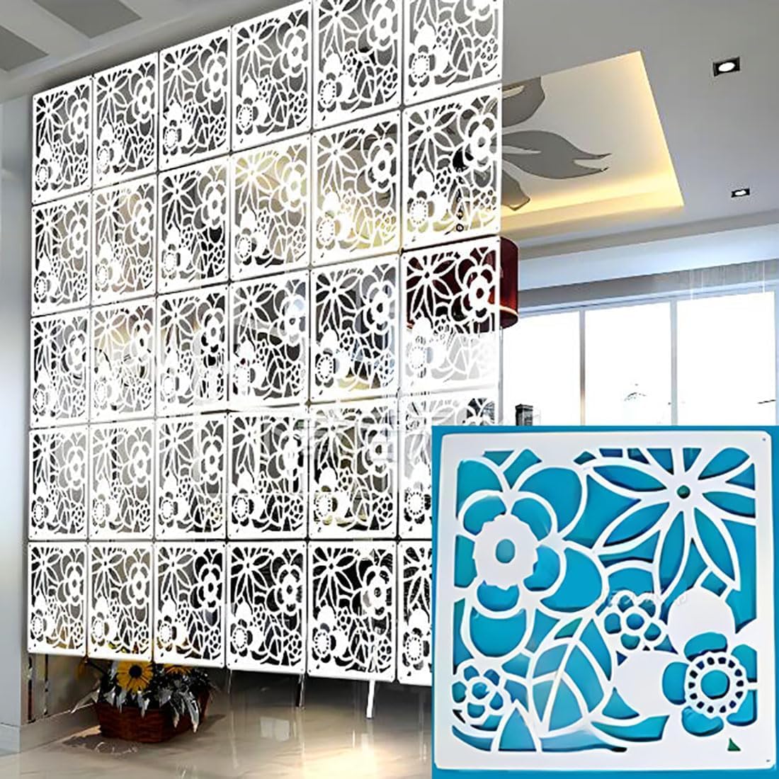 Séparateurs de pièce en PVC pour salon et salle à manger, claustra suspendu DIY 24 pcs