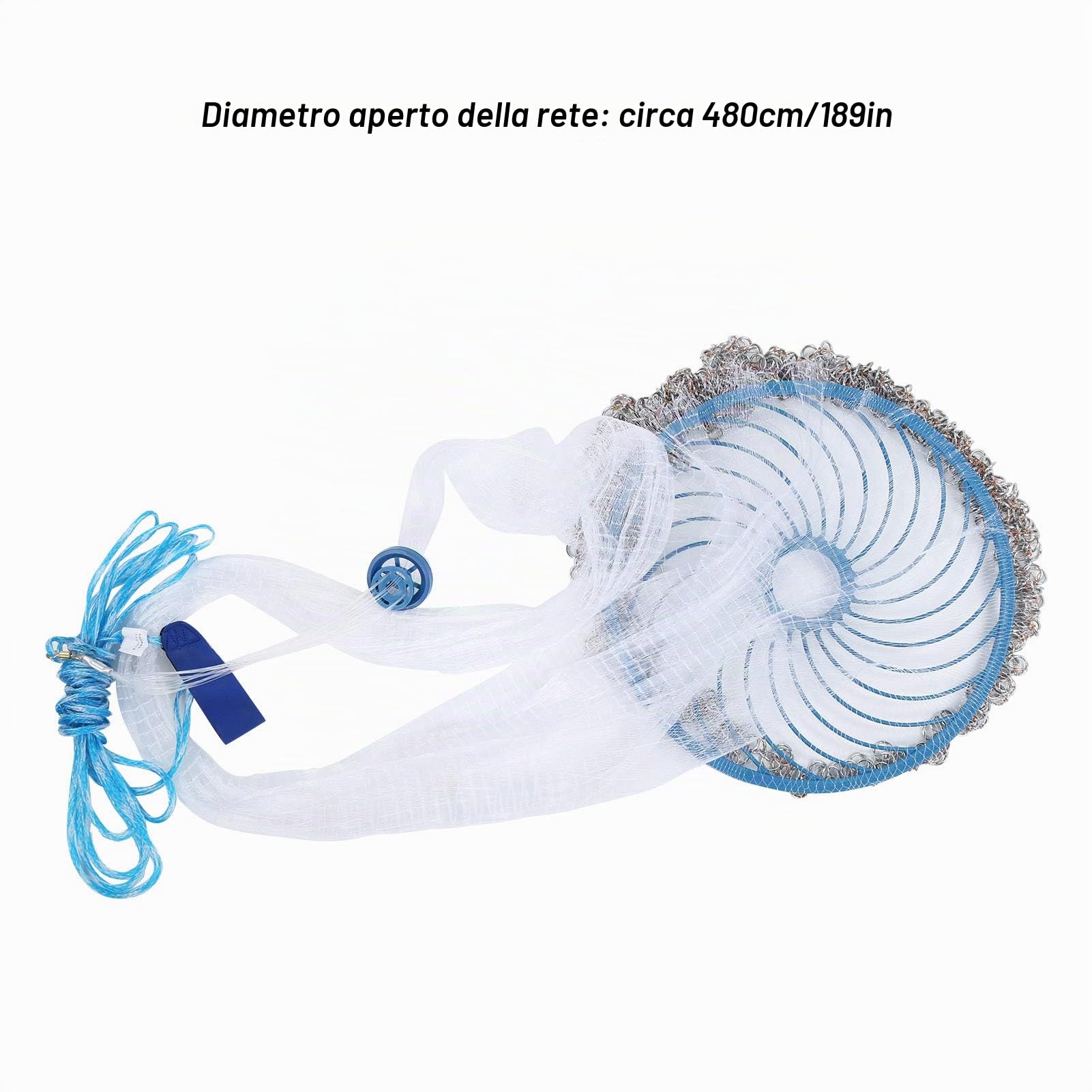 Rete da Pesca da Lancio a Mano a 360 Gradi 480 cm, Rete da Pesca in Nylon Lanciata a Mano, Rete da Pesca Leggera per Lancio di Esche, Piccola Rete da Pesca per