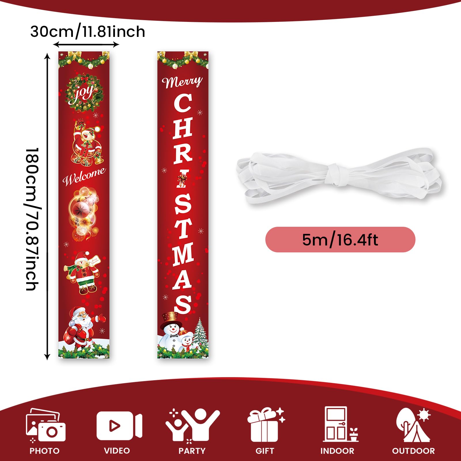 PartyYaa Christmas Door Banner, Xmas Banner Photo Booth Decorations - Image 2