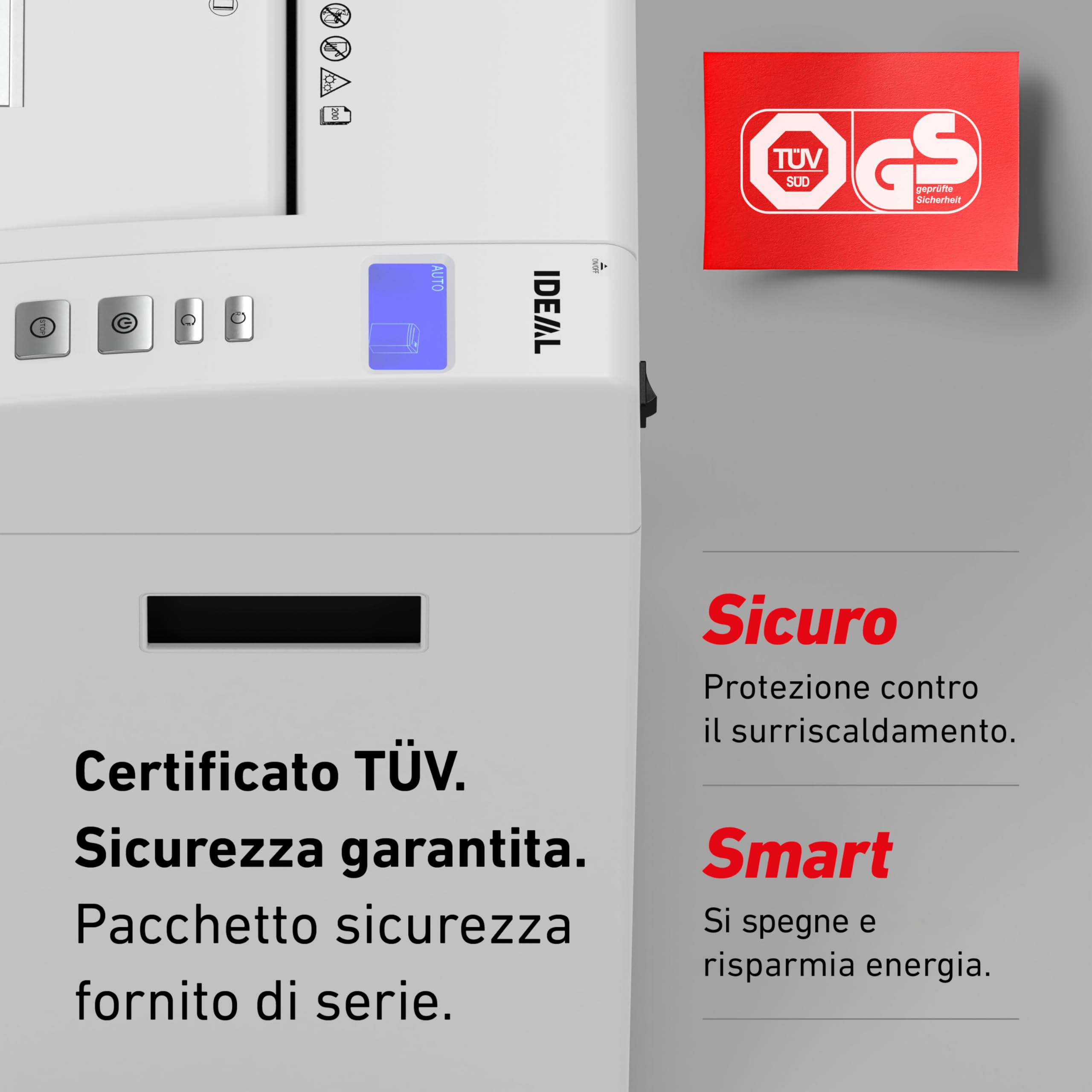 IDEAL Shredcat, Distruggidocumenti, Tritadocumenti di Alta Qualità, Silenziosi e Affidabili, Conformi al GDPR (8292, 4x10mm, P-4)