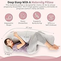 Vista 3 de Zomee Almohada de embarazo cómoda – Almohada de maternidad en forma de J para dormir de lado y lactancia, apoyo acogedor para cuello, cabeza