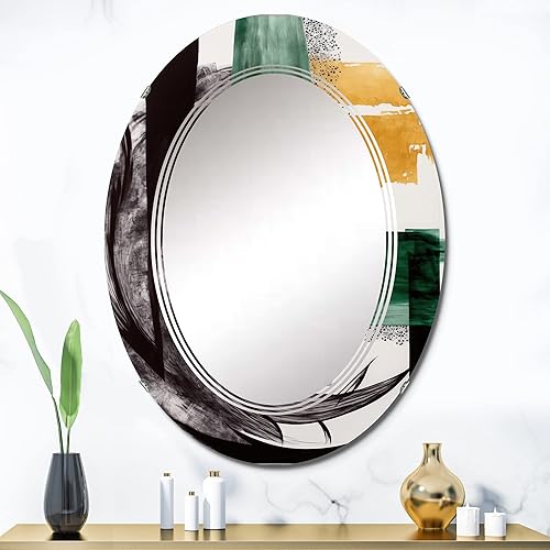 Miniatura 6 de Modern Green Art Deco VI- Vanity Mirror, Bathroom Mirrors, Wall Mirrors for Living Room, Bedroom - Round Mirror - Large 24'x24', 32'x32'