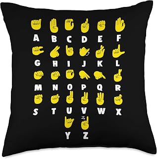 Deafness Deaf Hearing Sign Gesture Language Alphabet Gift Throw Pillow