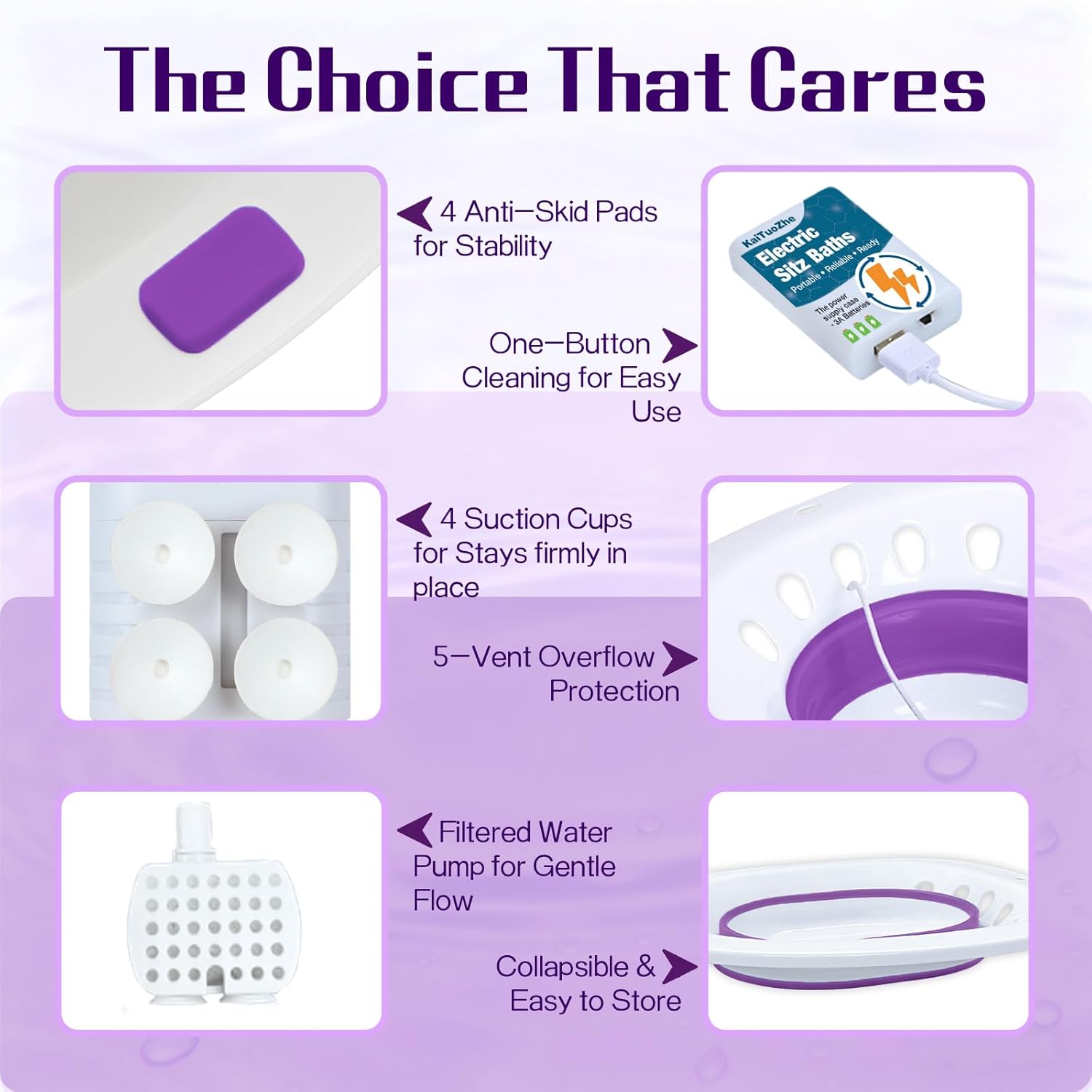 Electric Sitz Bath for Toilet Seat - Yoni Steam Seat -Portable Sitz Bath Tub for Hemorrhoids and Postpartum Care - Wide Seat - Deeper Bowl - Purple