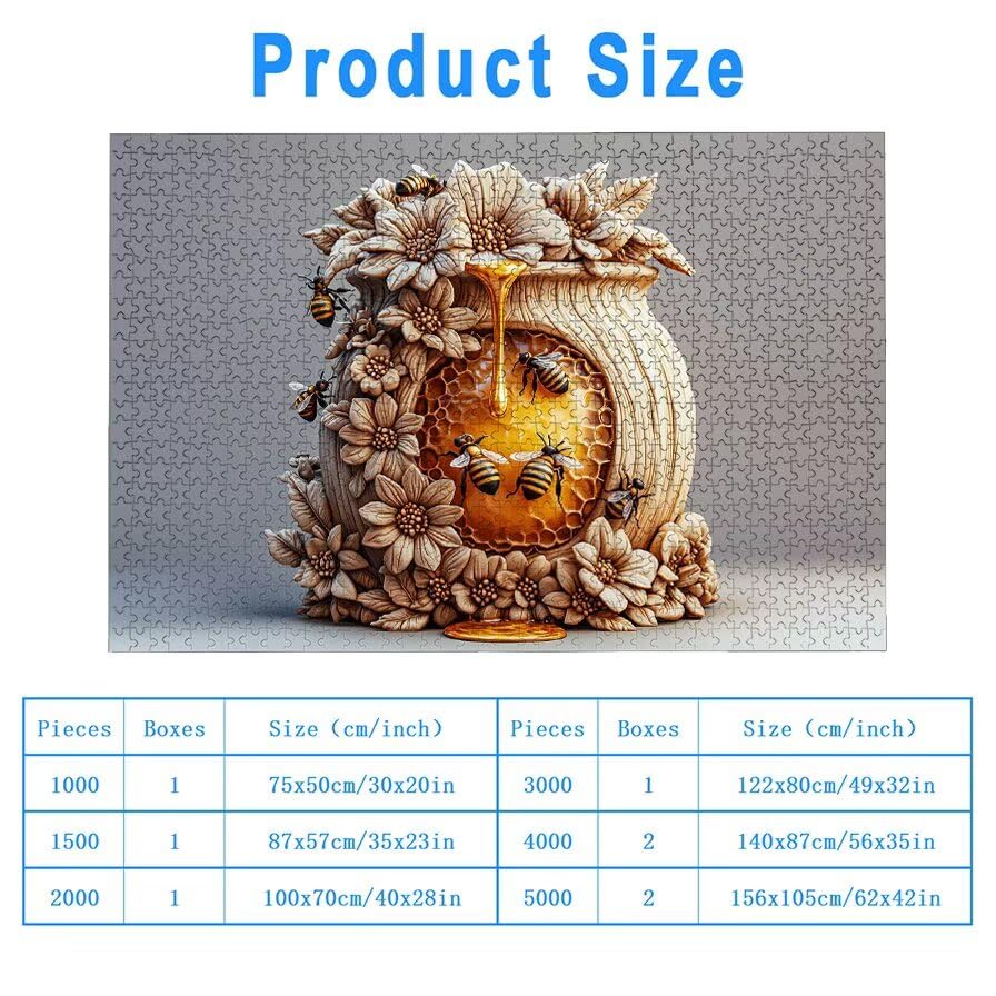 Puzzle 1000 elementów Kochanie, puzzle 1000 elementów dla dorosłych i dzieci od 14 lat, pszczoła drewniane puzzle z wykwintnym pudełkiem do pakowania, puzzle do dekoracji ścian, prezent dla kobiet