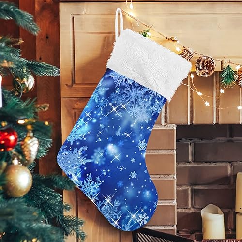 Miniatura 17 de ALAZA Calcetines de Navidad plateados de invierno, copos de nieve de Navidad, clásicos, personalizados, decoraciones de calcetines grandes