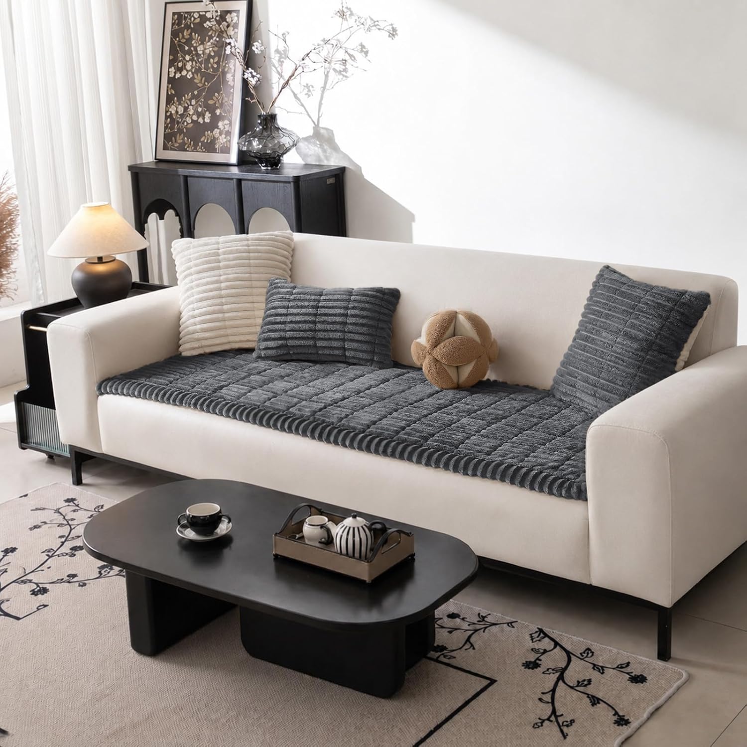 Pet Sofa Cover Washable Non-Slip Sofa Protector Dark Gray, 27.6"x59.06"