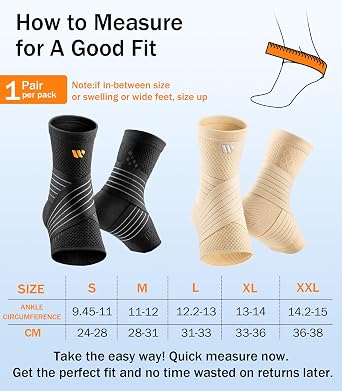 Ankle Brace Compression Sleeves with Wide Silky Straps for Men & Women - 3D Knit Foot Support for Plantar Fasciitis Relief, Achilles Tendonitis, Sprain, Black, Size XL (1 Pair)