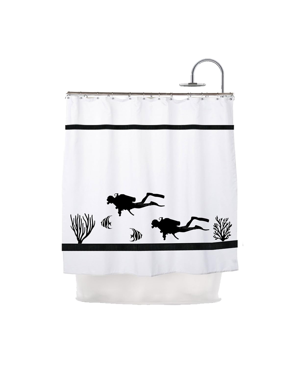 Scuba Diver Diving Ocean Shower Curtain In Your Choice of