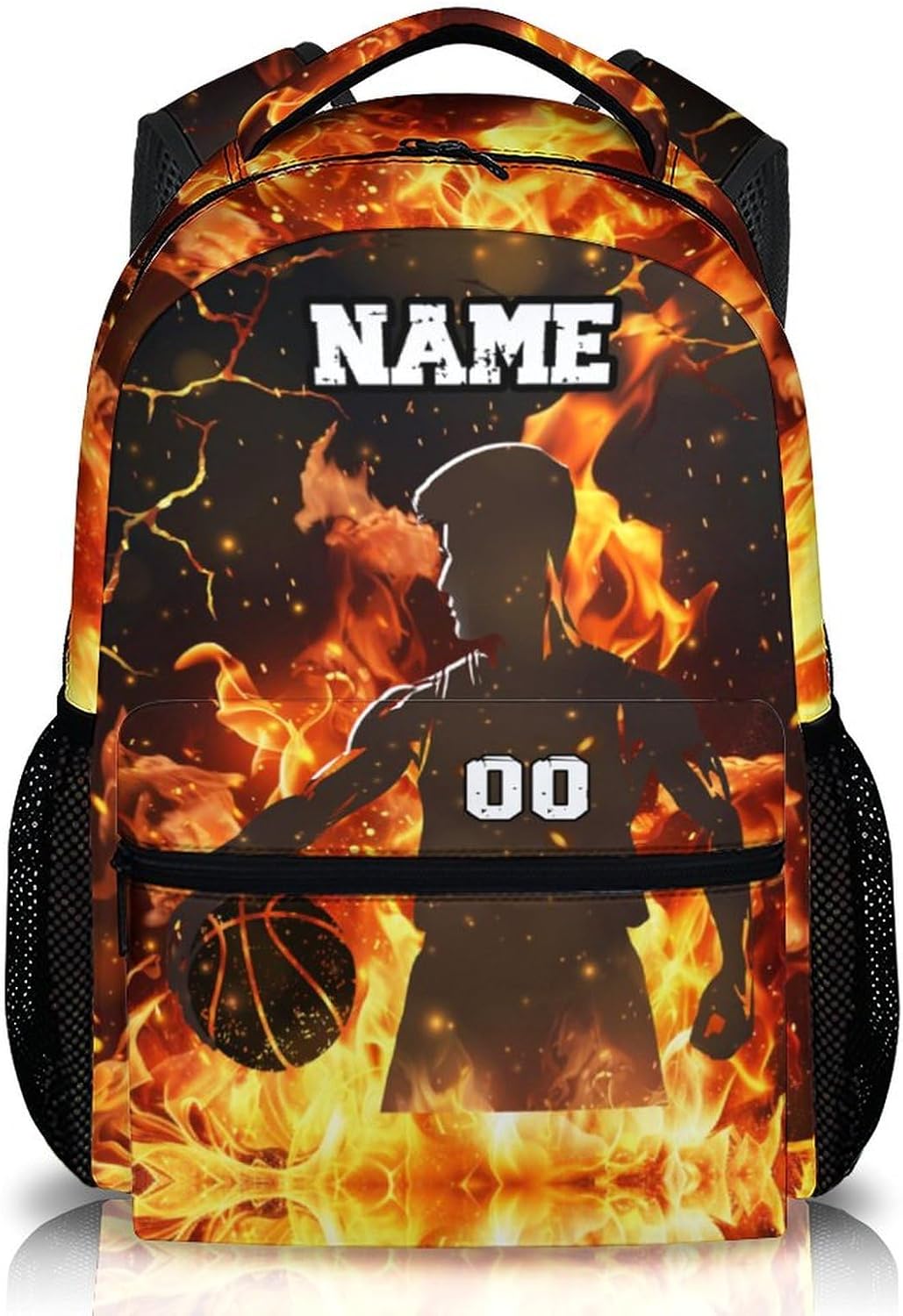 Personalized Boys Backpack, Custom Ice Hockey Player Backpacks with Name for Kids Students Sport Lovers, 17 Inches Lightweight Large Capacity Bookbag for Travel