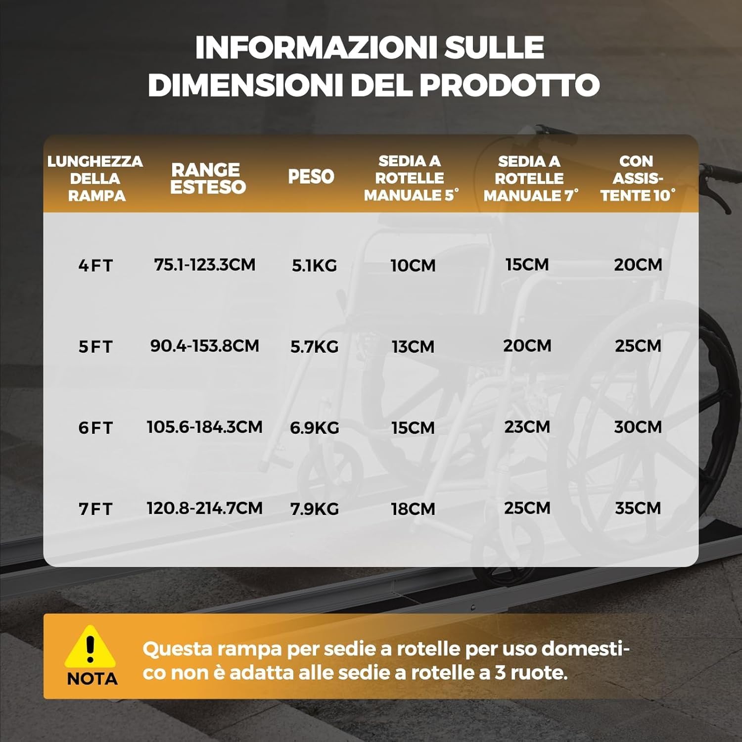 Gardhom Rampa Telescopica per Sedia a Rotelle, 105-183 cm, Regolabile, in Alluminio, Antiscivolo, con Capacità di Carico di 272 kg, per Scale e Ostacoli, Passi in Casa Nella Borsa in tessuto