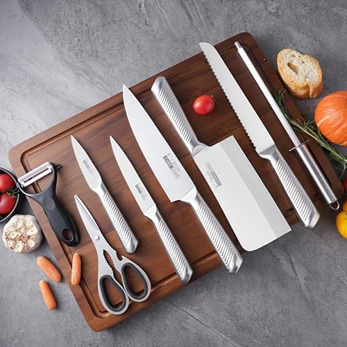 Miniatura 5 de Juego de cuchillos de acero inoxidable de 9 piezas, cuchillos de cocina profesionales con soporte transparente, cuchillo de chef, cuchillo