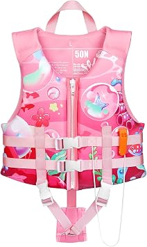 Toddler Swim Vest, Kids Swimming Floaties Jacket for 20-30-40-50 lbs | Swim Vest for Girls Boys, Neoprene & EPE Foam, Front Zipper, Crotch Strap, Boating, Pool, Beach, Learn to Swim