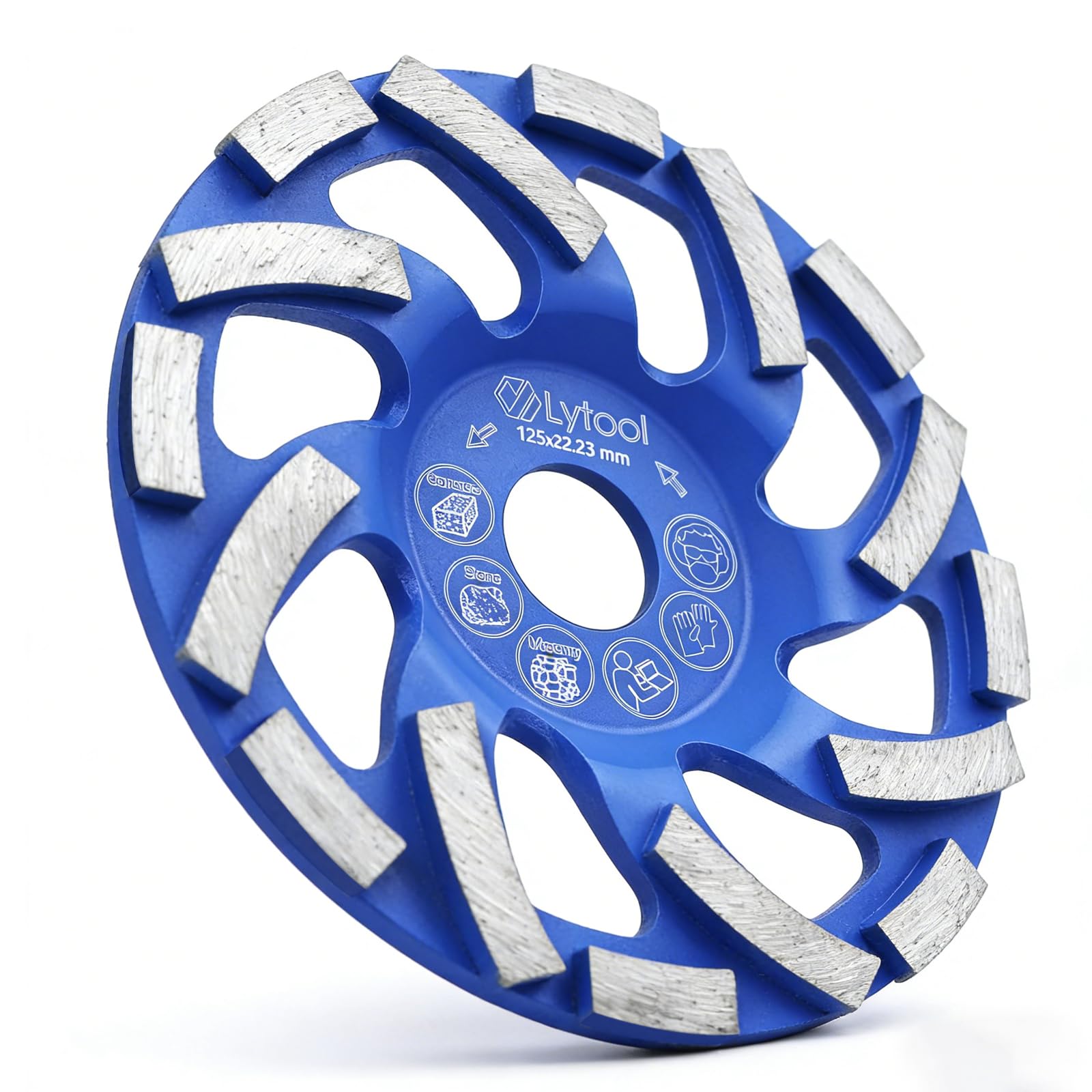 Meule diamantée 125 x 22,23 mm - Qualité professionnelle - Disque de ponçage et roue diamantée - Ponceuse à béton efficace pour chape, granit, colle à carrelage et pierre naturelle