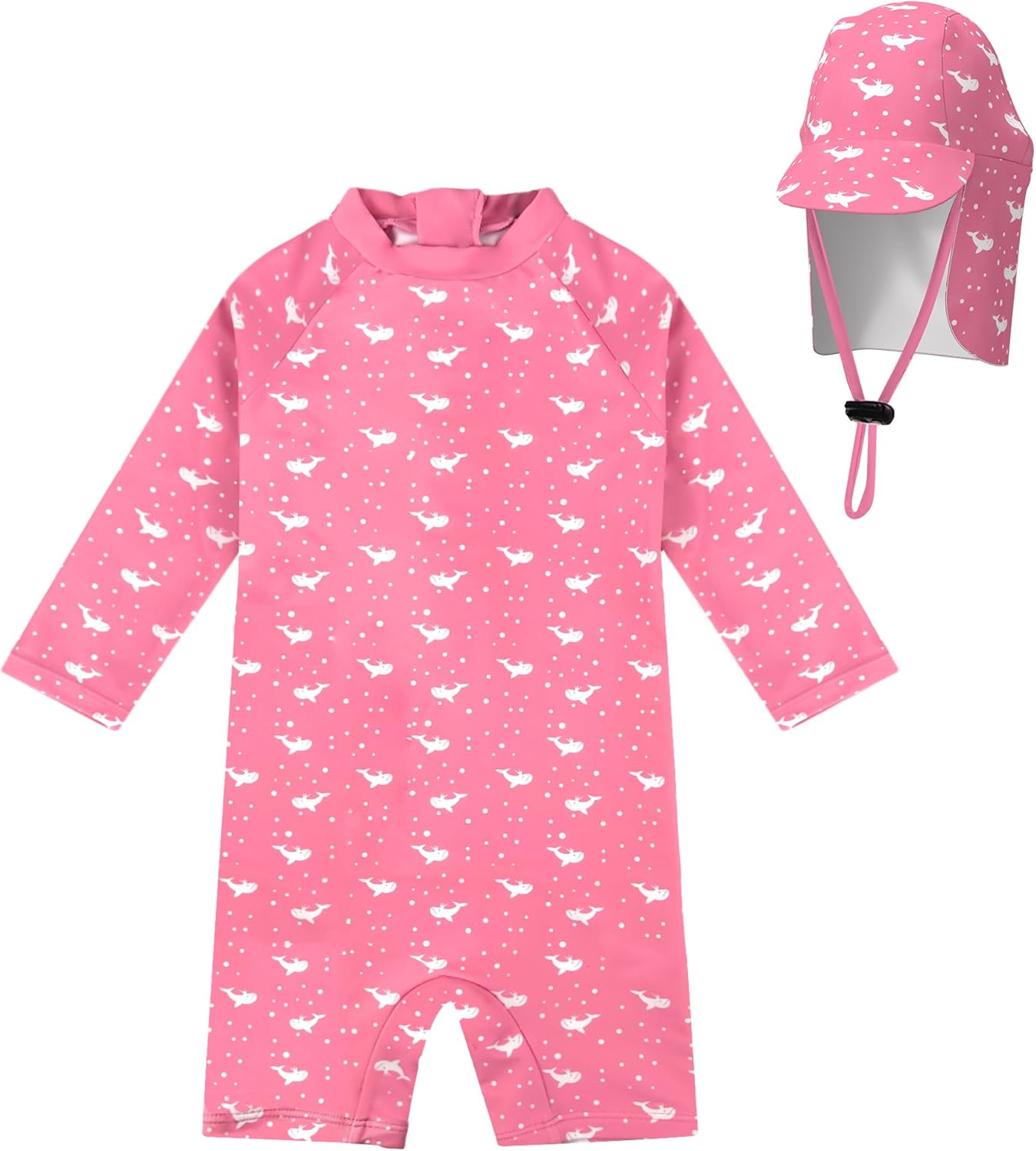 weVSwe Baby Swimsuit UPF 50+ Sun Protection Long Sleeve Toddler Bathing Suit Boy Girls with Adjustable Sun Hat 0-3 Years