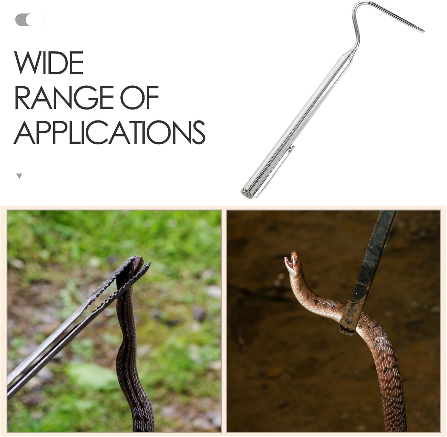 SUPVOX Adjustable Retractable Snake Grabber Tool Stainless Steel Collapsible Snake Handling Hook Portable Extra Long Reptile Catcher for Outdoor Handling