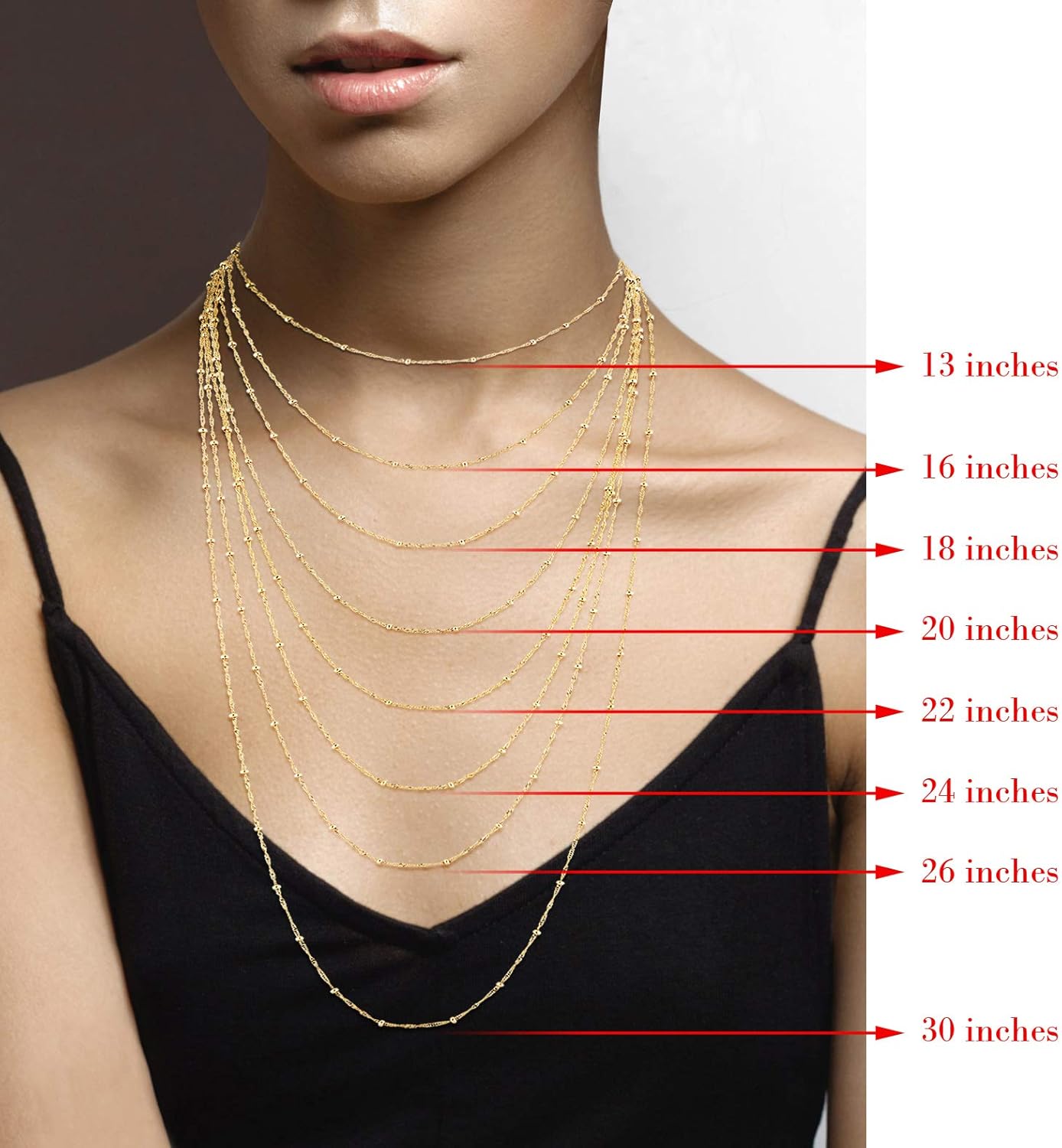 Miabella Italian 18K Gold Plated 925 Sterling Silver Singapore Bead Chain Station Necklace for Women, Made in Italy - Image 6