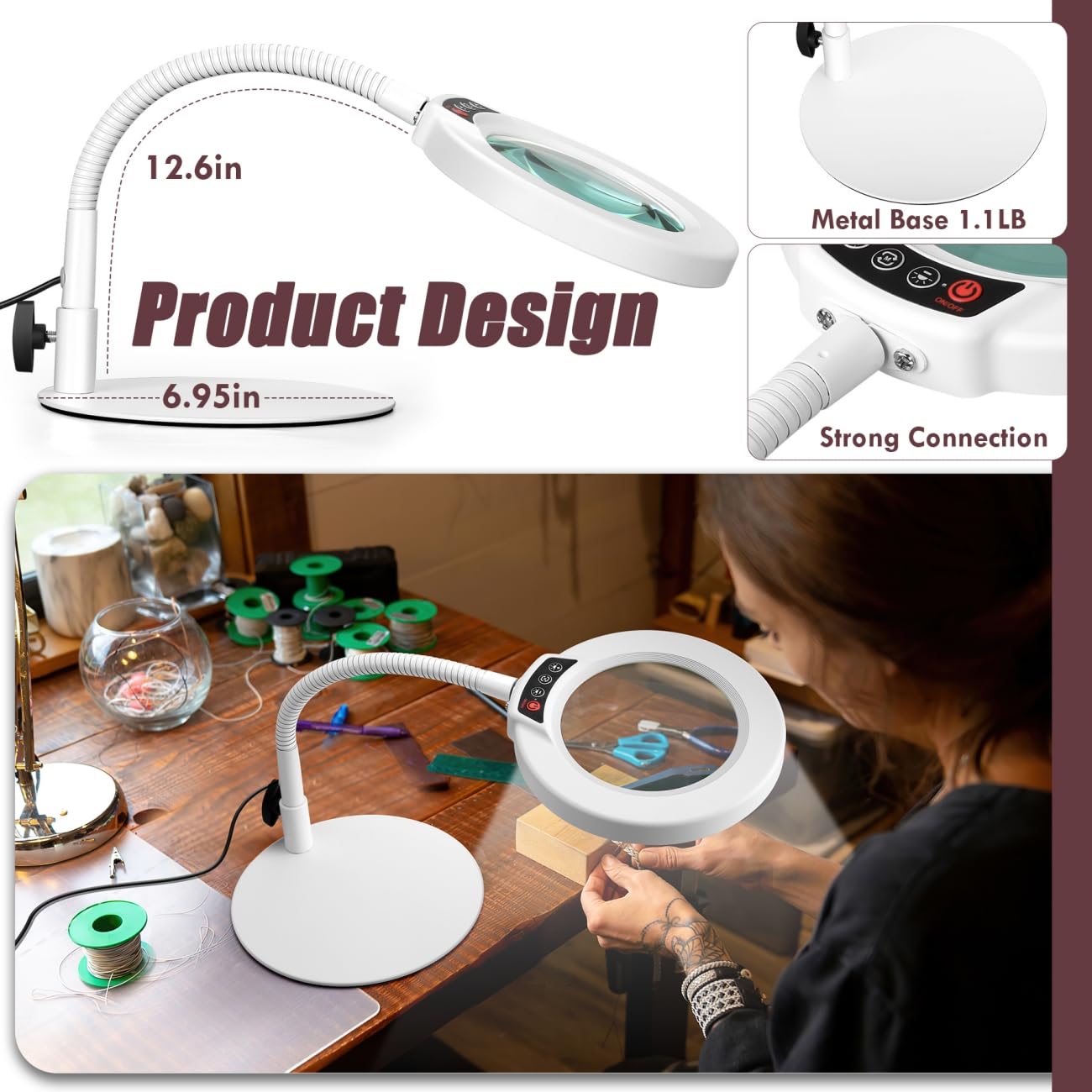 Lampada da scrivania a LED per casa, ufficio, colore bianco