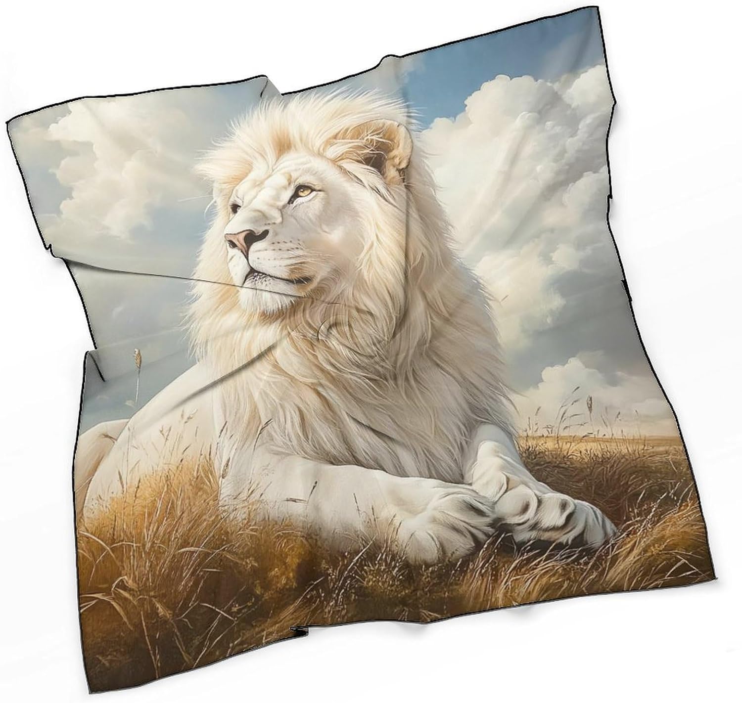 Majestic Lion Animal Bandana Fashion Head Scarf Square Silk Scarf Print Neck Hair Scarfs for Women Men Gifts