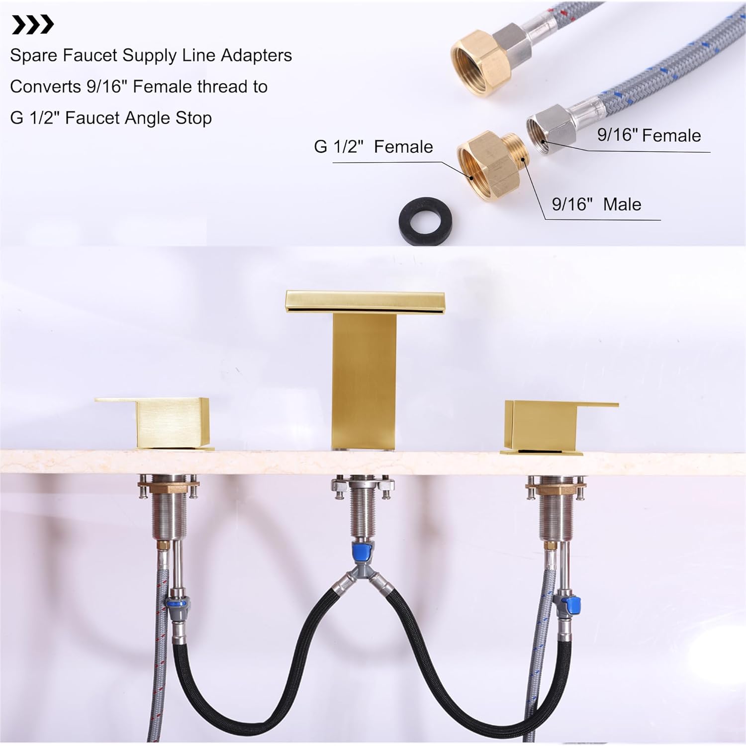 Roman Tub Faucet Brushed Gold Deck Mount Waterfall Bathtub Faucet 2 Handles High Flow Bath Tub Faucet Set