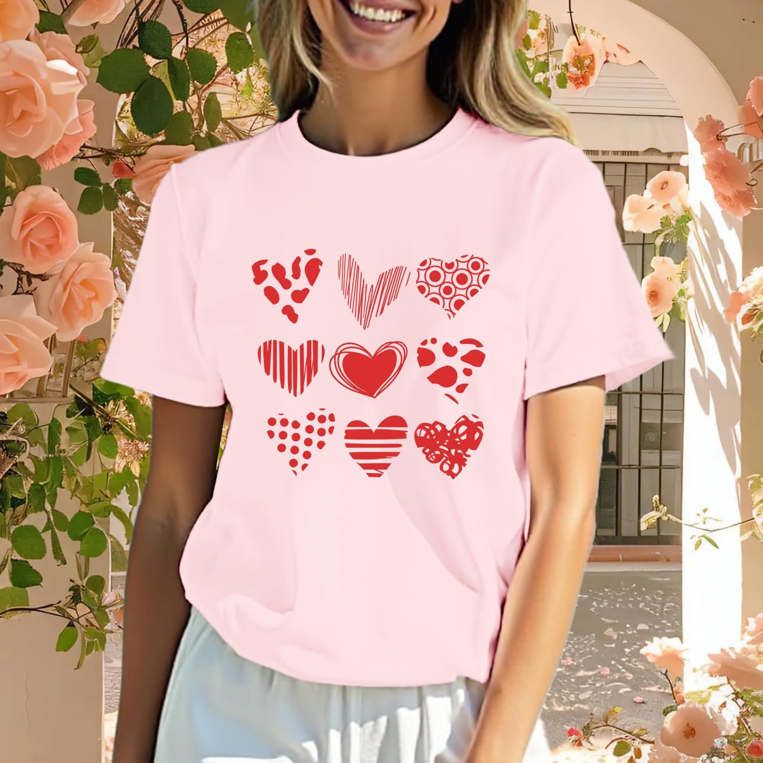 Valentines Shirts for Women Valentines Day Tshirts Valentine Day Lover Tee Tops - Image 2