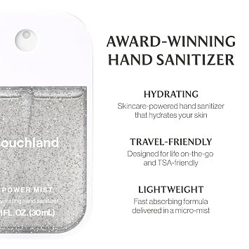 Touchland Hydrating Hand Sanitizer Spray and Frosted Sparkle Case Bundle Confetti Cake Trio Set 3 x 1 FL OZ Travel Size Mists, Scented & Stylish, Dye Free