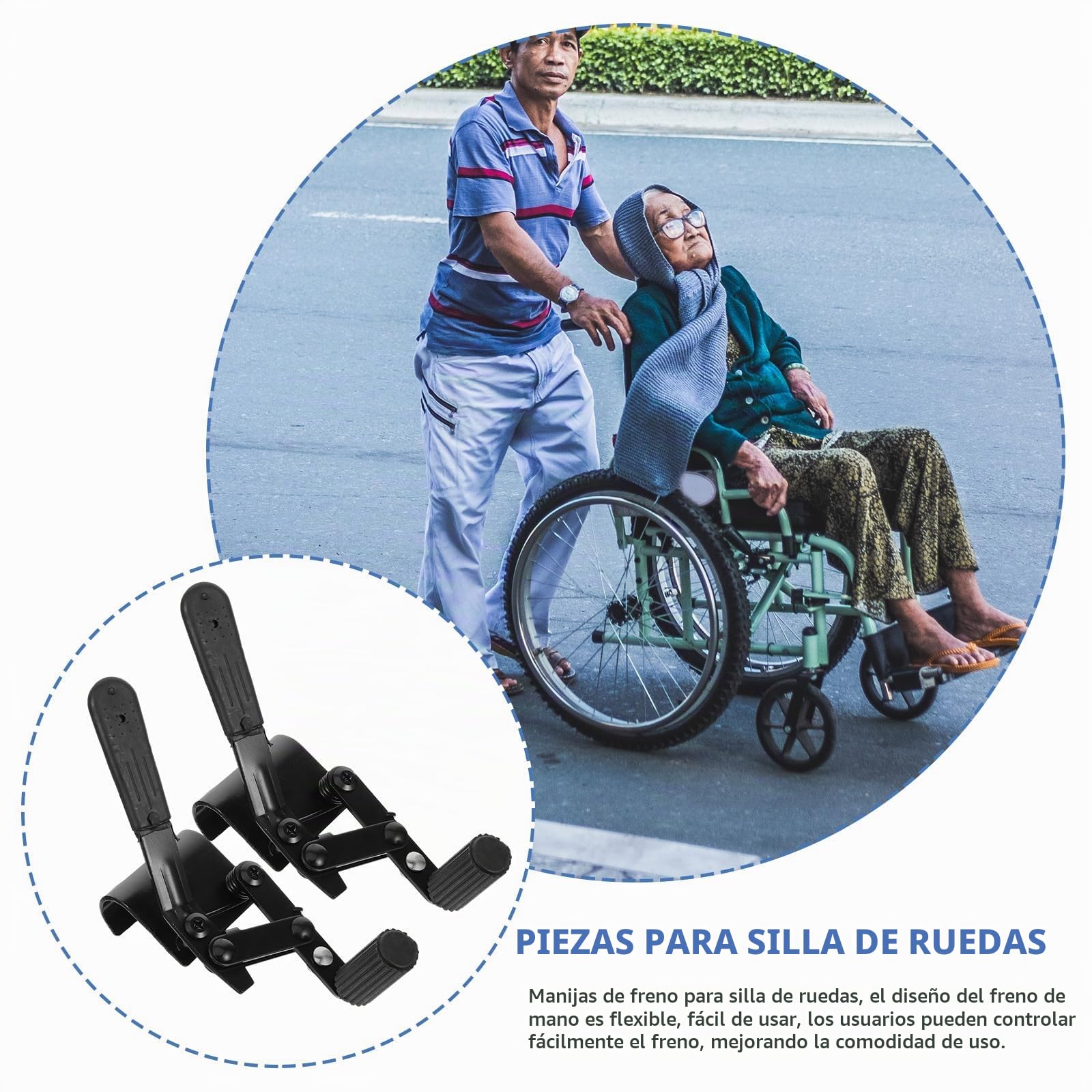 Freno De Mano Para Silla De Ruedas Repuesto Con Tornillo Lateral Extensor De Freno Universal Recambio Para Reparación 7.08X3.14X2.16In 1 Par