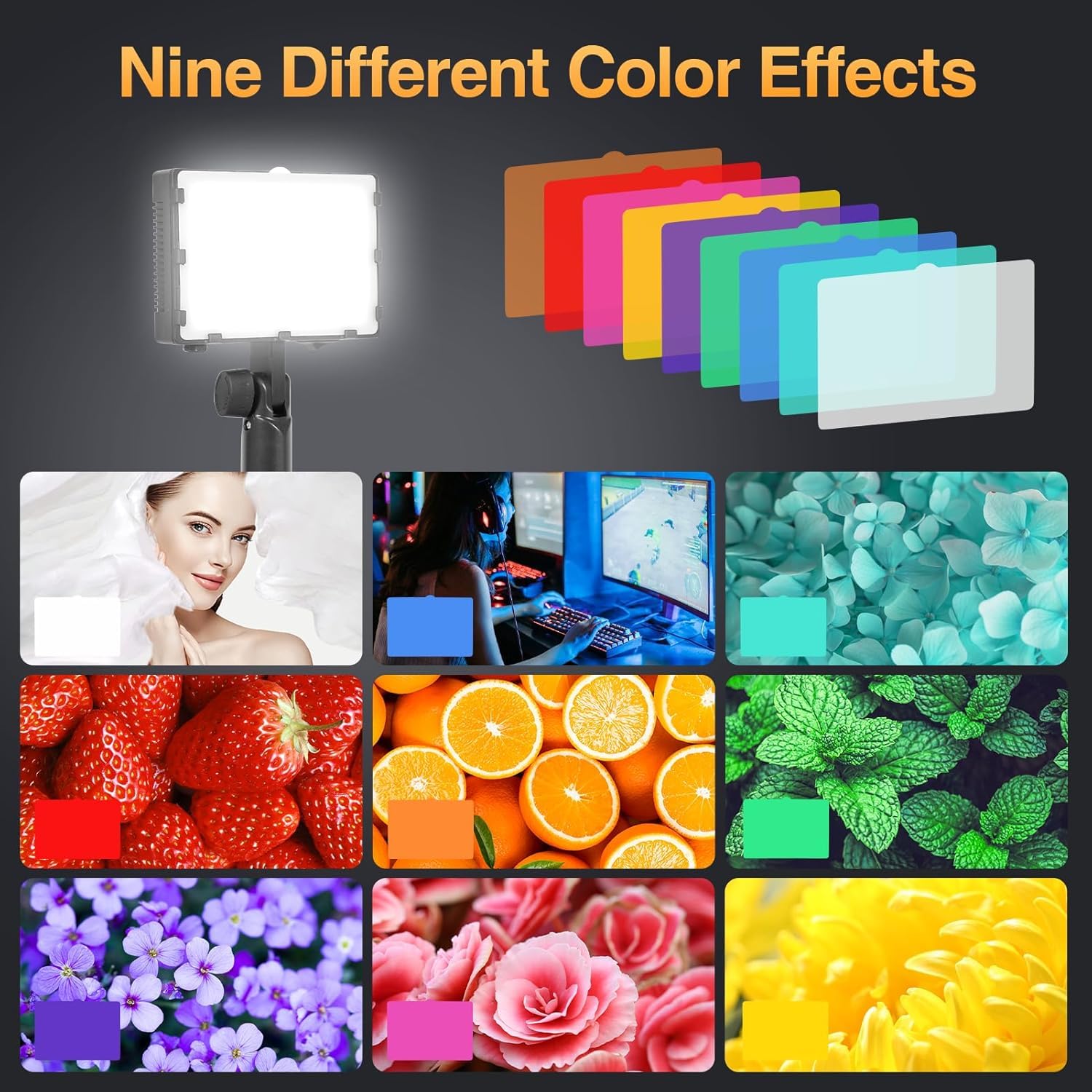 EMART Luce Video a LED, Dimmerabile, 60 Perle LED, 3300 K-5500 K, Luce Video Compatta, Luce Video a LED USB per la Fotografia e la Registrazione Video su YouTube