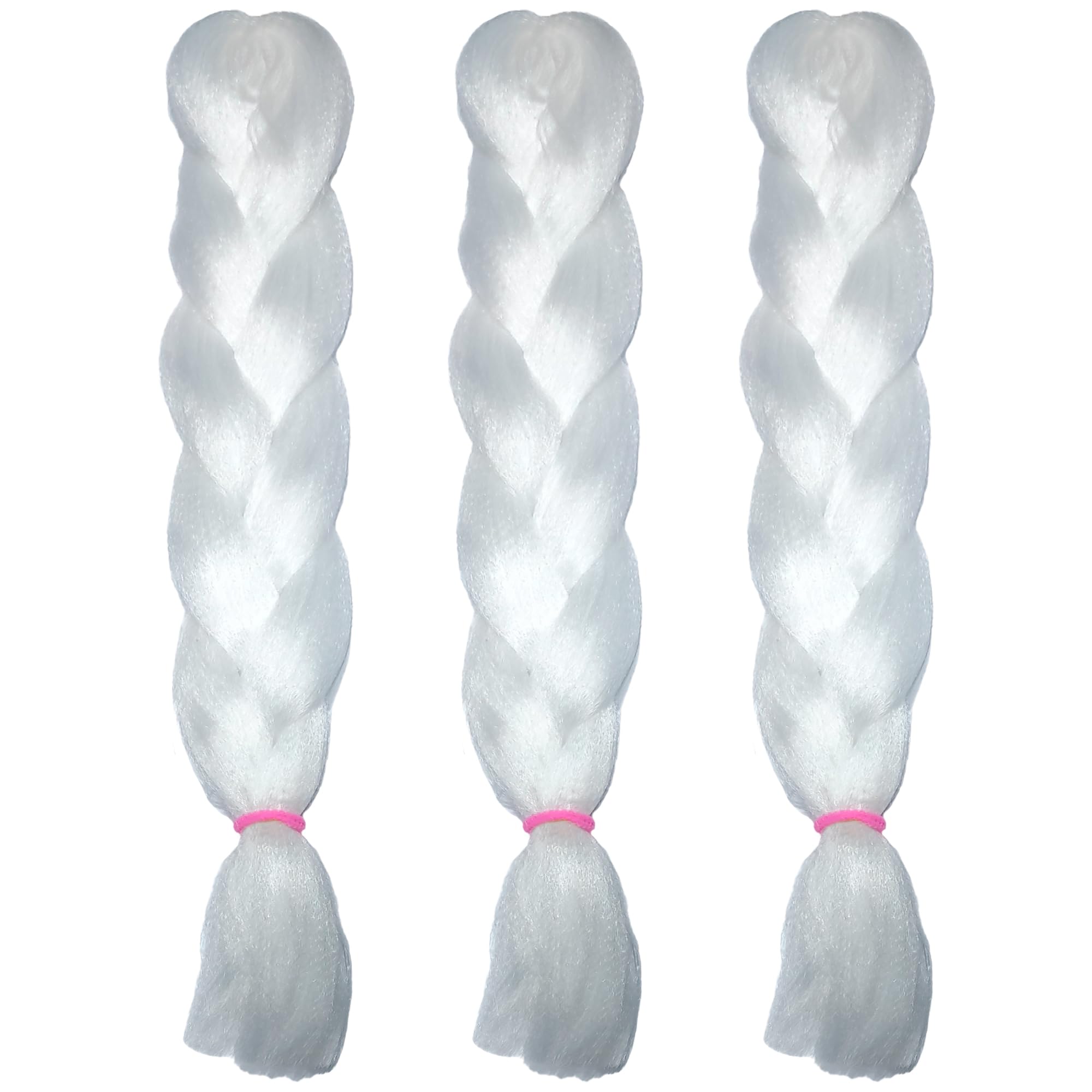 weWelle Extensiones Pelo 100% Kanekalon Jumbo | Blanco - 60 | Pack 3 uds. 24’’ 60 cm 100 gr. | Cabello Sintético Trenzas Africanas Suave y Duradero.