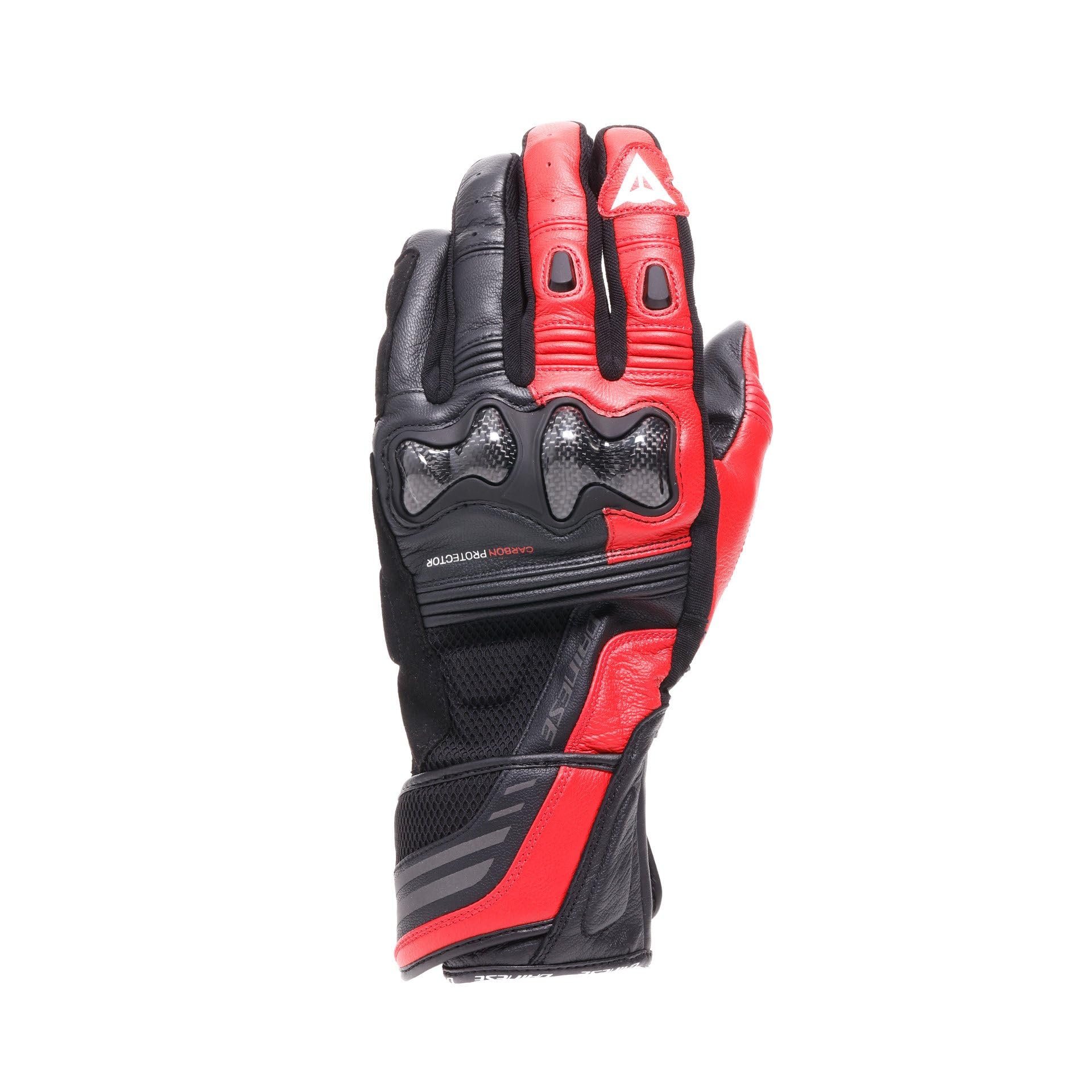 Dainese Reacto Carbon Long Gloves - Guanti Moto Lunghi in Pelle con Protezione Nocche in Carbonio e Rinforzi su Dita Smart Touch Men's