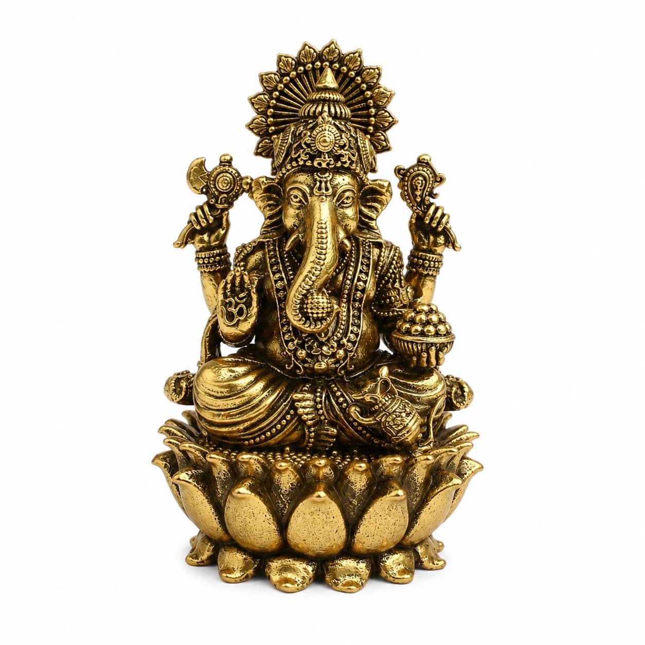 Blessora Craft Pure Brass Ganesha Idols for Gifts | Small Ganpati Idol for Home Decor Pooja Room| Ganesha Murti for Office Table | Vastu Ganesha for Entrance Home Door (8 cm)