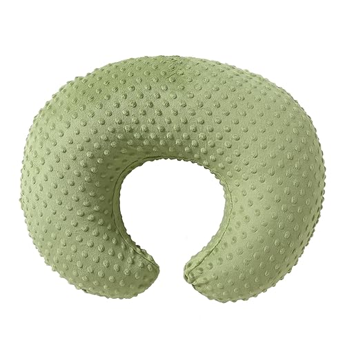 Funda de almohada de lactancia materna, fundas de almohada de felpa con lunares (salvia)