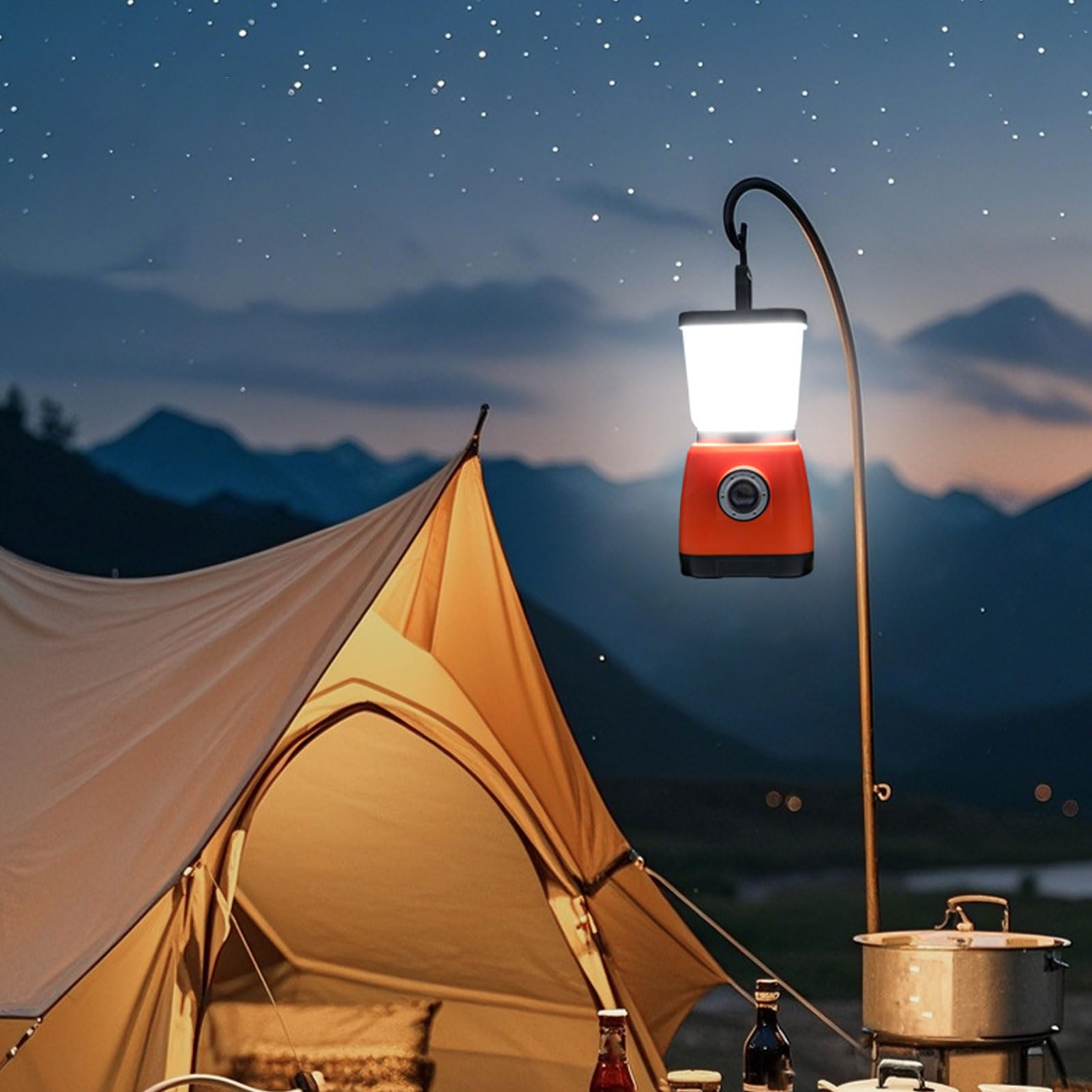 Cocoarm Linterna de Camping Recargable, Linterna LED ABS con Manivela,