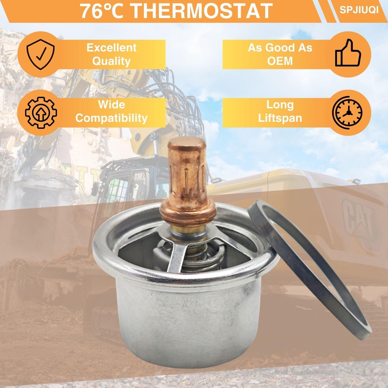 76℃ Thermostat 248-5513 V2485513 4W4794 9N2894 9N3017 9N3720 6I4950 for Caterpillar CAT E330 330L 3306 4W-4794