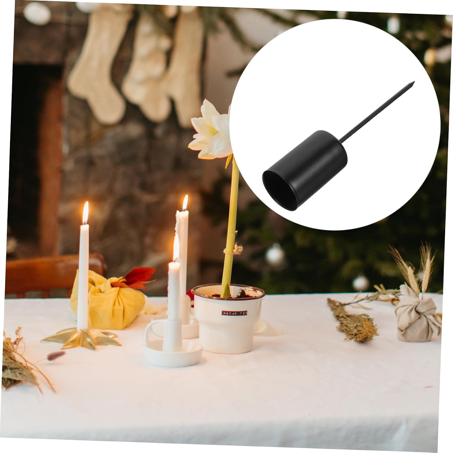 GARVALON 5pcs Candle Holder Spike for Christmas Tree Tabletop Decor Candle Cups for Cozy Holiday Ambiance