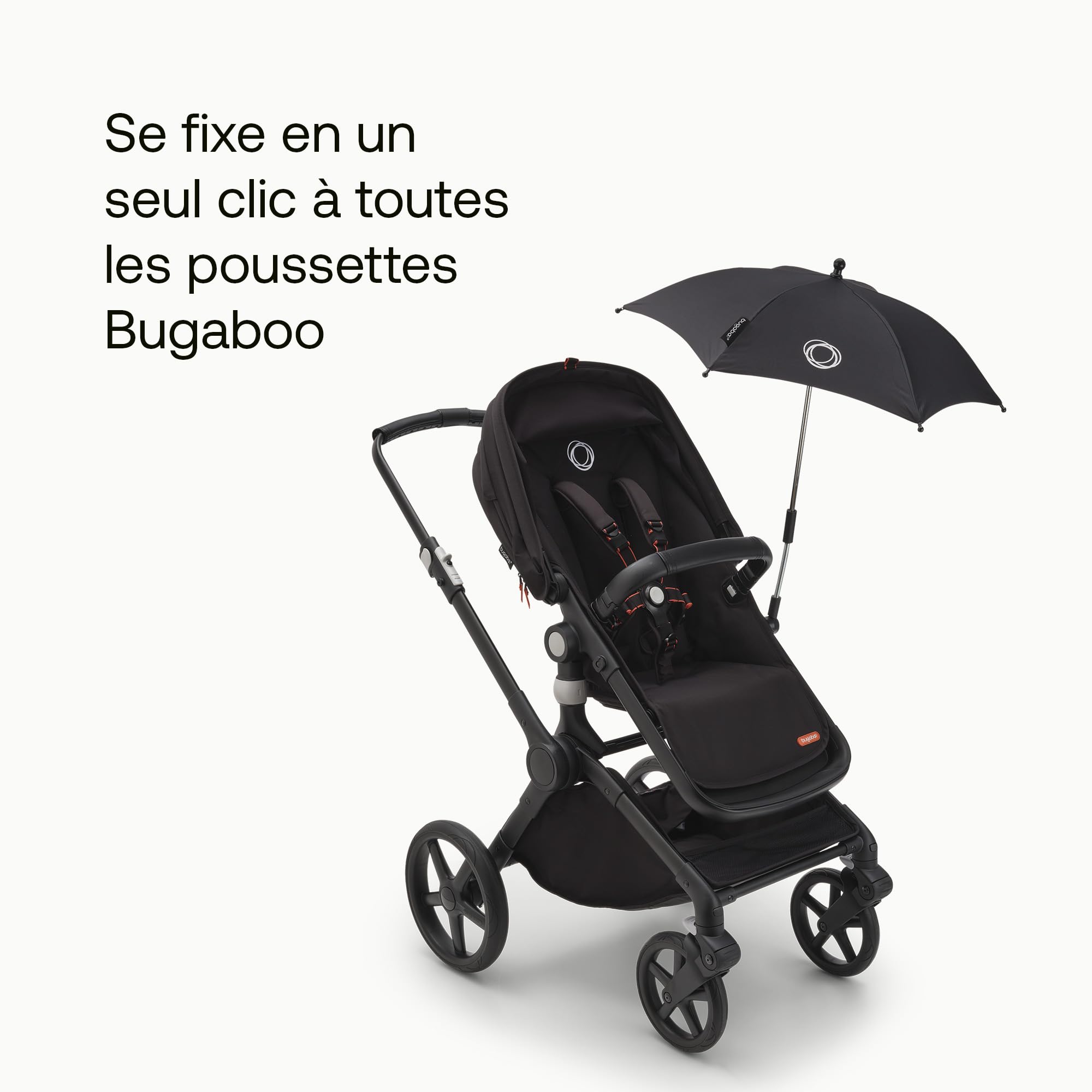 Bugaboo Pack d'accessoires d'été: Coussin confort réversible per toutes les saisons et Ombrelle+, compatible avec toutes les poussettes Bugaboo, protection solaire UPF 50+, Noire
