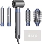 TANSHINE 5 en 1 Brosse sèche-cheveux professionnelle & Multi-Styler avec 110,000 RPM,Brosse à souder ionique pour séchage rapide, séchage, étirage, volumétrie, enroulement automatique Air Styler, Noir