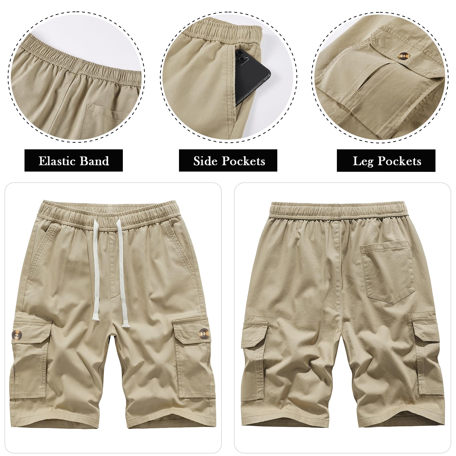 Msmsse Womens Cargo Bermuda Shorts Summer Casual Drawstring Knee Length Shorts for Women Khaki M