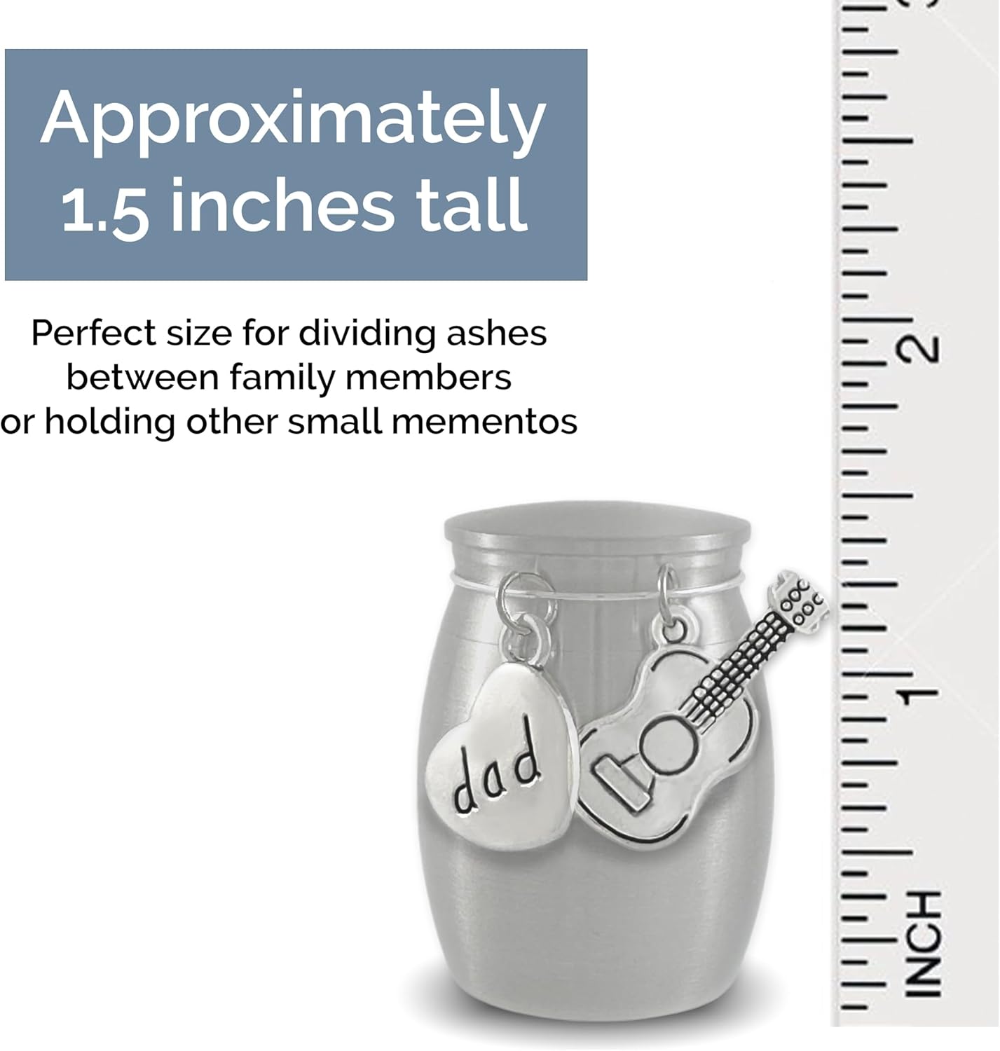 Dad Guitar Small Miniature Urn Keepsake for Ashes Musician Memorial Loss of Father Remembrance Gift for Daughter Heavyweight Stainless Steel