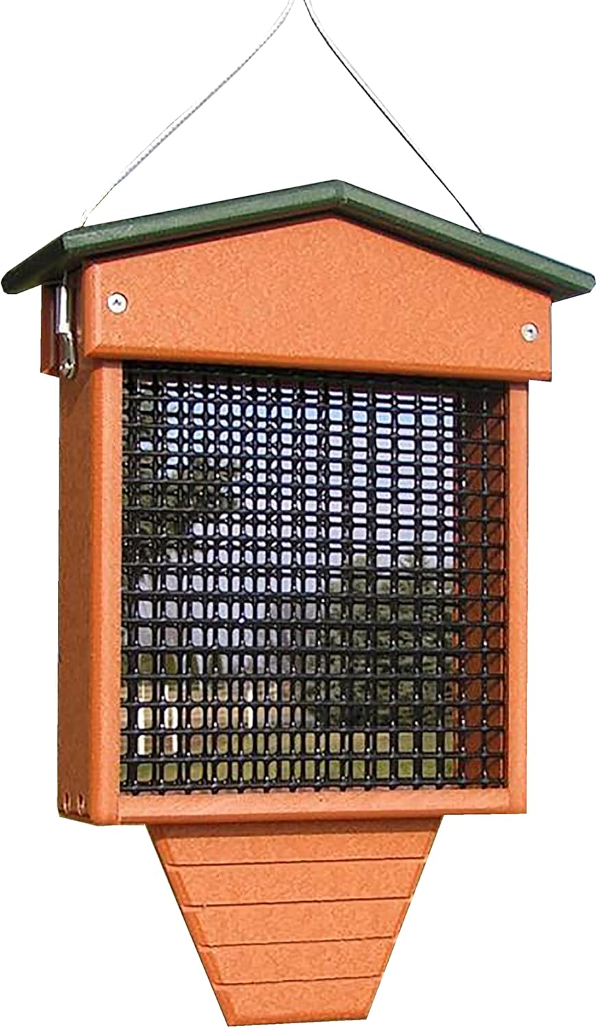 DutchCrafters Plastic Poly Large Hanging Suet Bird Feeder with Tail Prop and Removable Roof, Holds 2 LB Suet Cake - Amish Made in America (Turf Green & Bright Cedar)