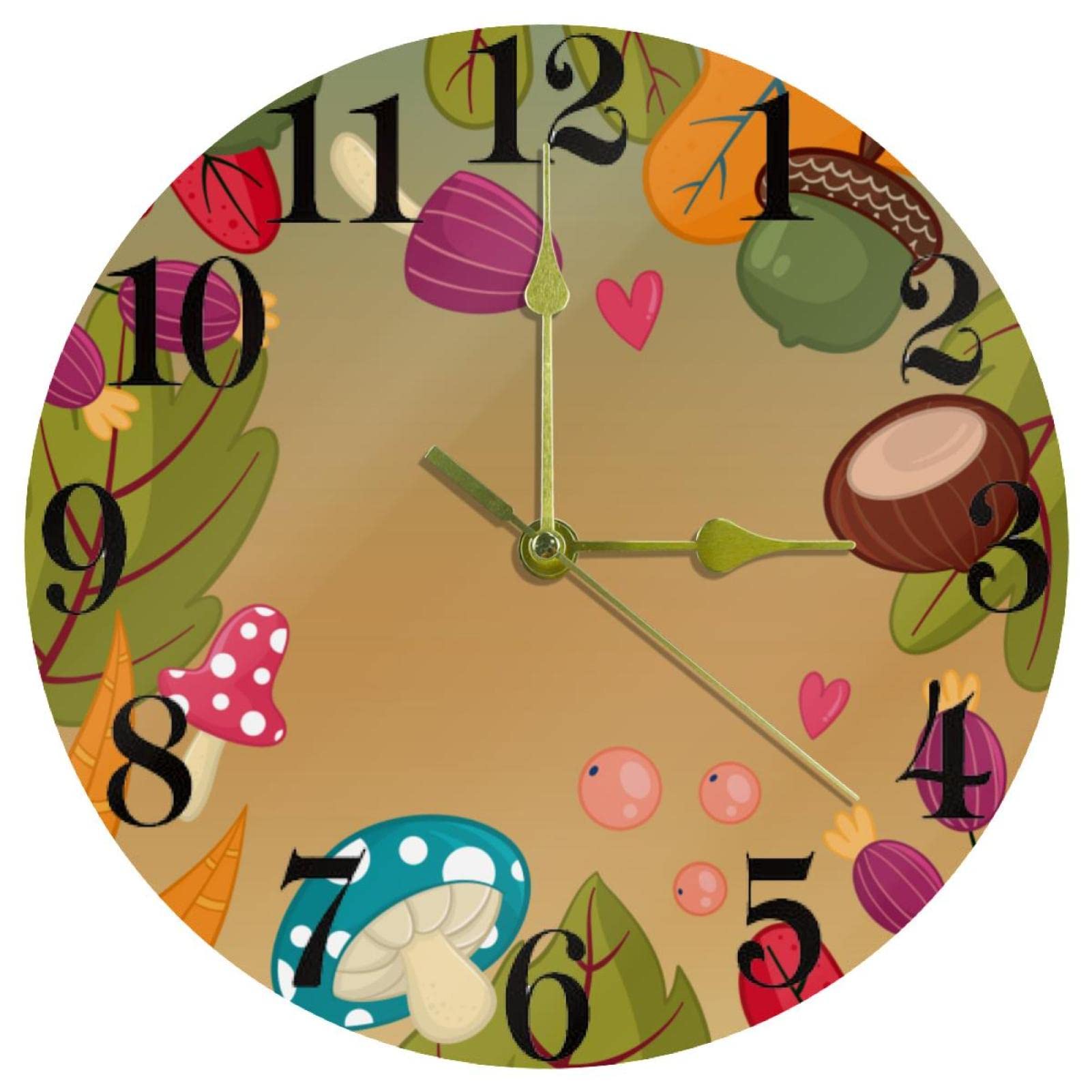 Horloge murale pour maison cuisine bureau et école motif automne