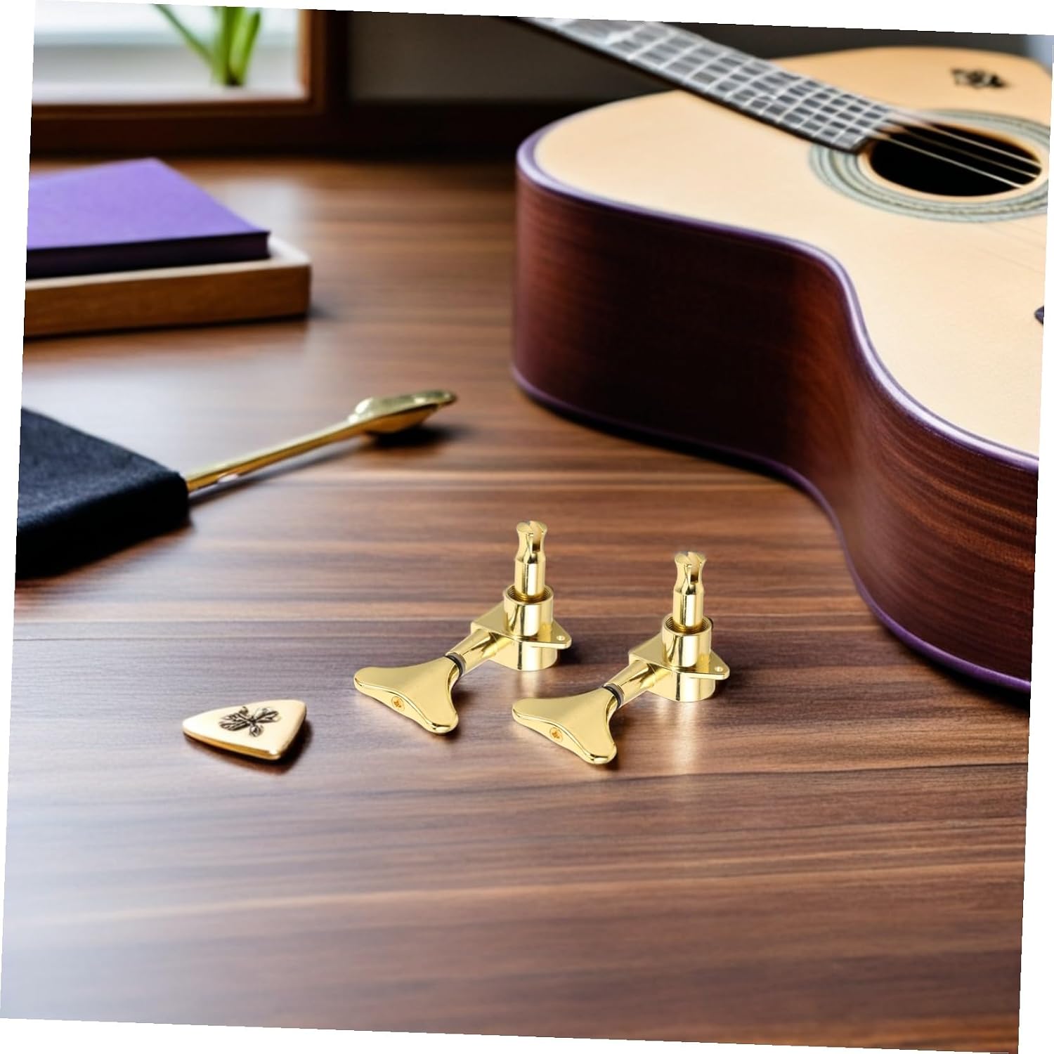 4pcs Gold Alloy Bass Tuning Pegs Sealed Machine Heads Replacement for Electric Bass Guitar Precision String Tuners and Accurate Adjustment
