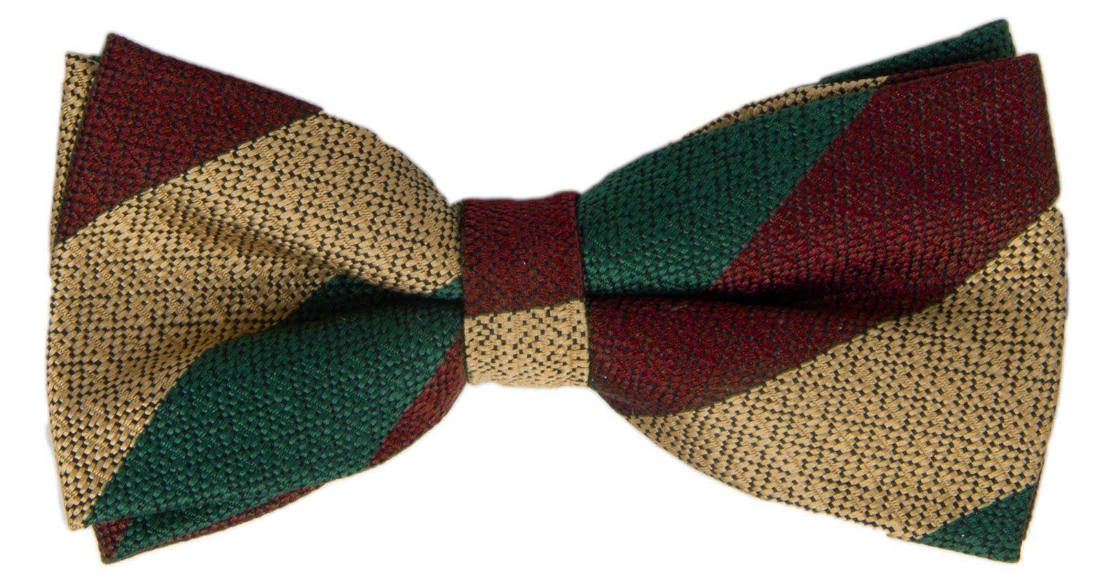 The Regimental Shop Men's Green/Buff/Red Mercian Regit Silk Non Crease (Pretied) Bow Tie