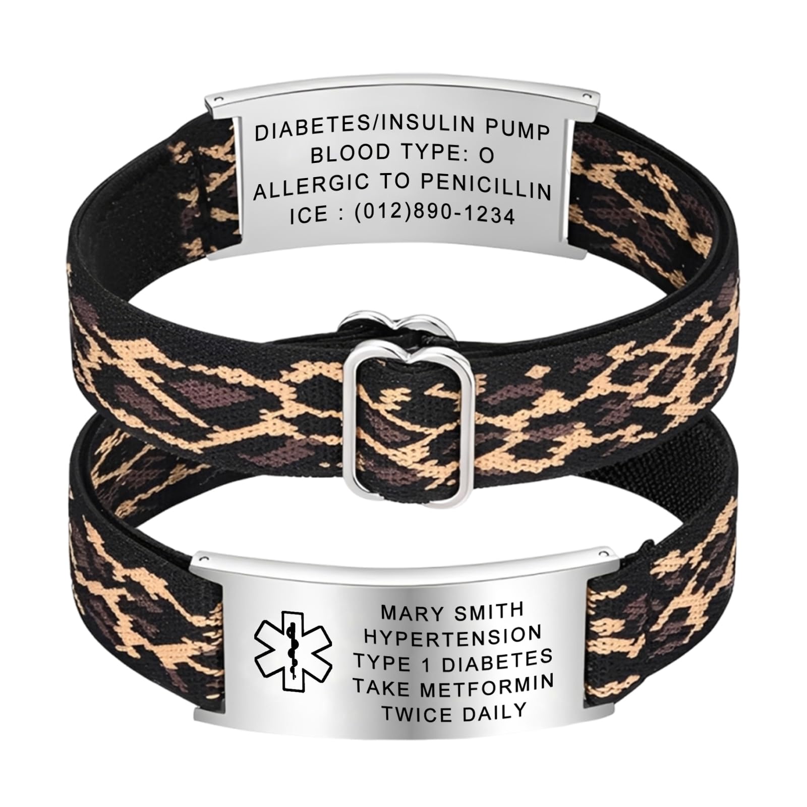 Personalized Medical Alert Bracelet for Men & Women, Custom Emergency Medical ID Bracelet with Free Engraving Magnetic Silicon Wristband Comfortable Adjustable Waterproof