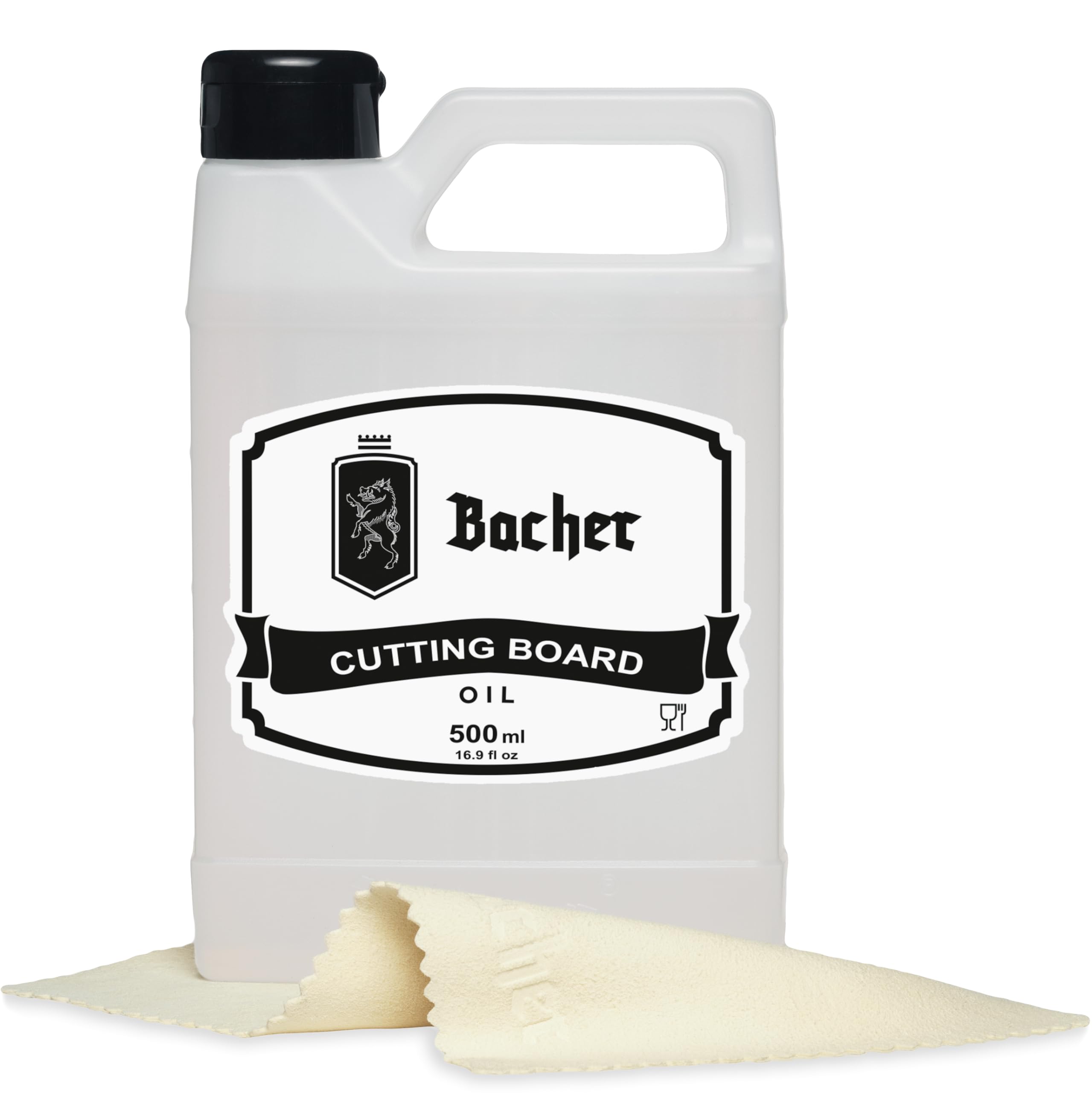 Bacher Worktop Oil 500Ml - Food Grade Mineral Oil - 100% Safe Natural Wood Oil For Protects And Restore Cutting Boards, Butcher Block, Kitchen Worktop 5907713351236
