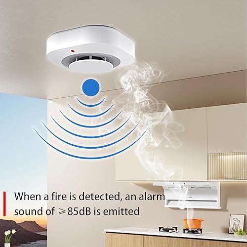 Miniatura 5 de COHANSHAN Detector de humo, Alarma de humo, Alarmas de incendio Detectores de humo, (Vida útil del sensor de 10 años) cumple con la certificación